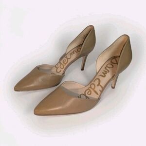 Sam Edelman Jaina Pointed Toe Kitten Heel Soft Beige Size 7M